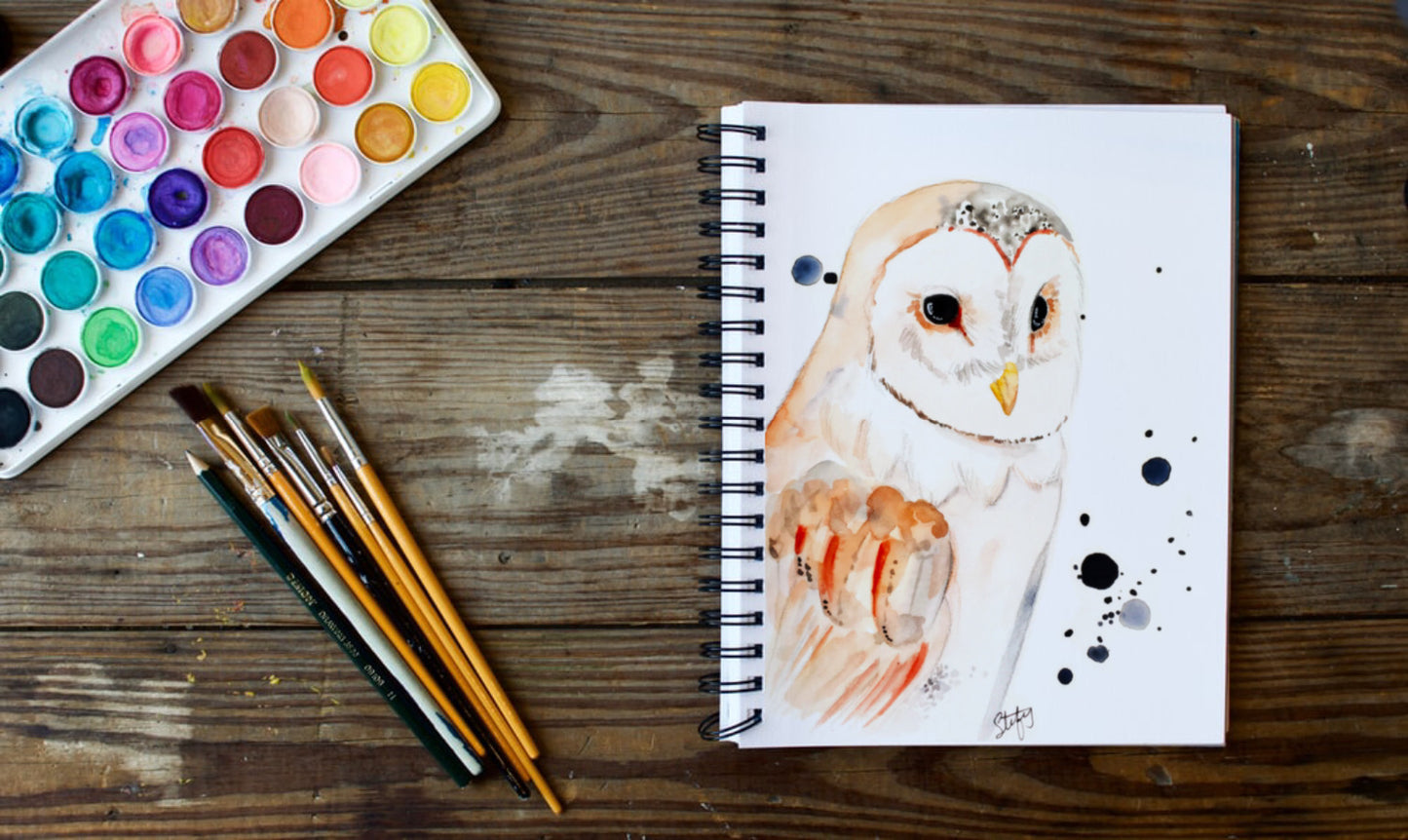 Illustration de hibou à l’aquarelle, impression d'art par Stefy Artiste