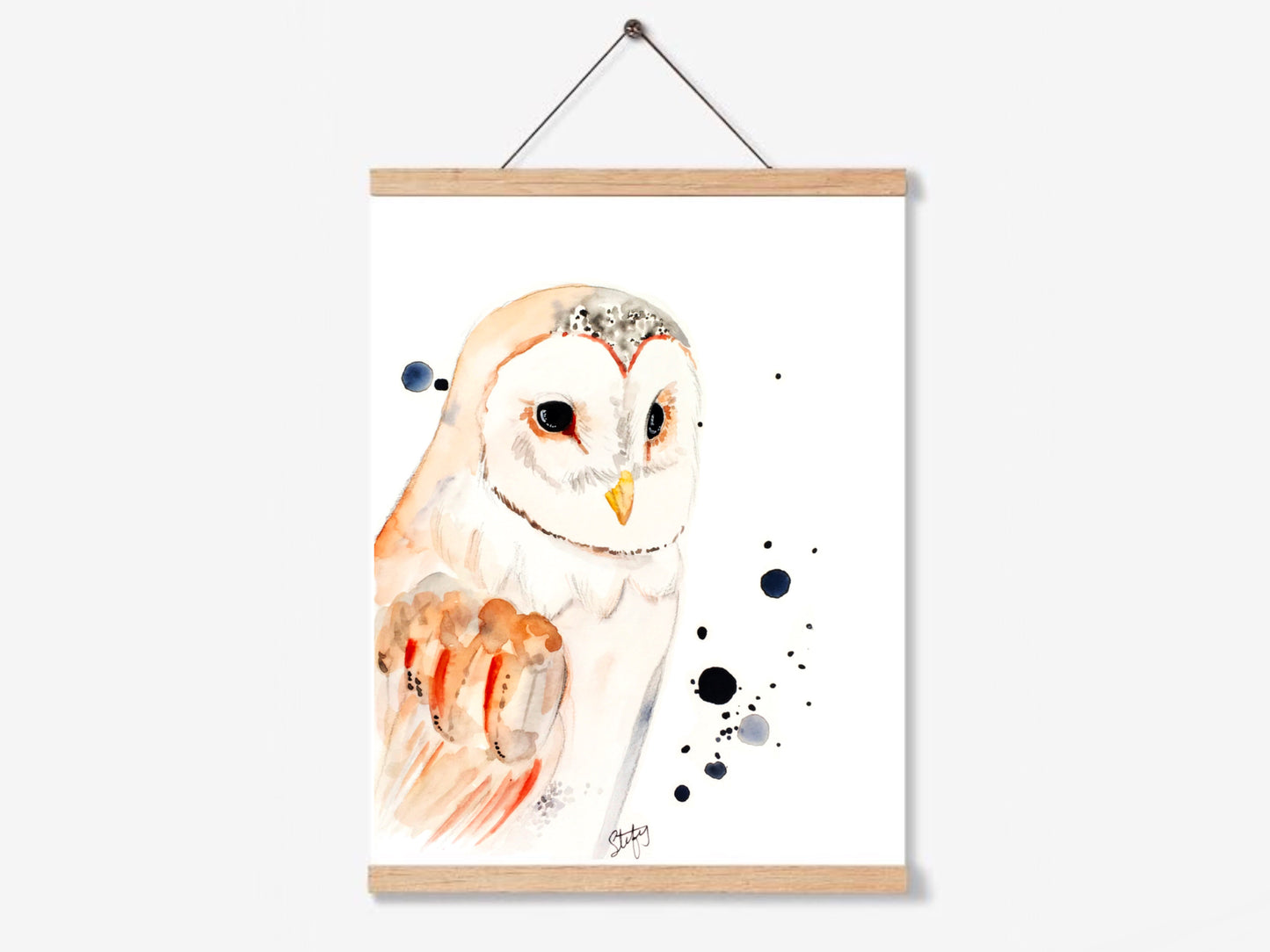 Illustration de hibou à l’aquarelle, impression d'art par Stefy Artiste