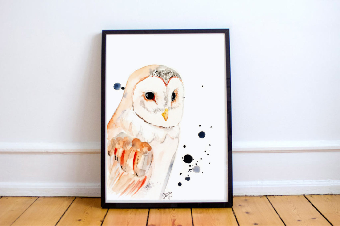 Illustration de hibou à l’aquarelle, impression d'art par Stefy Artiste
