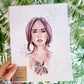 Illustration femme, affiche aquarelle femme tatouée fait par Stefy Artiste, solde
