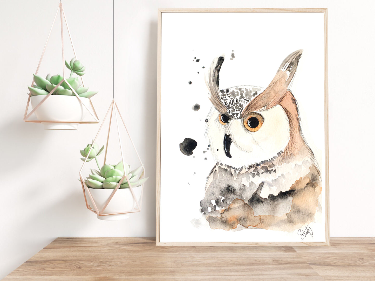 Illustration de hibou à l’aquarelle, impression d'art par Stefy Artiste