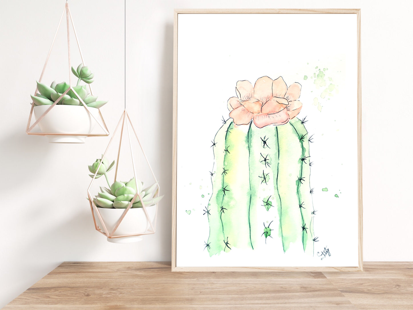 Illustration de cactus avec fleur à l'aquarelle