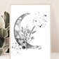 Illustration de lune et fleurs à l'aquarelle, Solde