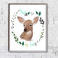 Illustration de bambi avec couronne de feuilles à l'aquarelle