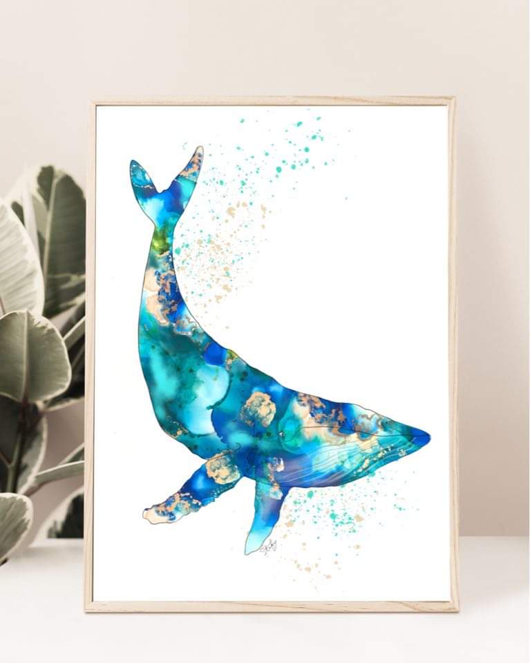 Illustration de baleine à l'aquarelle, Solde