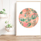 Illustration cercle avec westfalia et feuilles monstera, aquarelle tropical couleur corail, Stefy Artiste