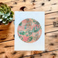 Illustration cercle avec westfalia et feuilles monstera, aquarelle tropical couleur corail, Stefy Artiste