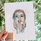 Illustration de femme à l’aquarelle, femme tatouée par Stefy Artiste