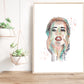 Illustration de femme à l’aquarelle, femme tatouée par Stefy Artiste